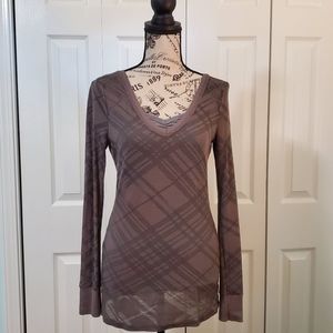 Gray long sleeve, patterned, sheer shirt